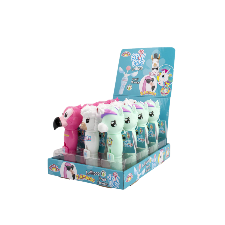 Flamingo, Unicorn, Lama Spin Pop 8g lízanka x 12 ks