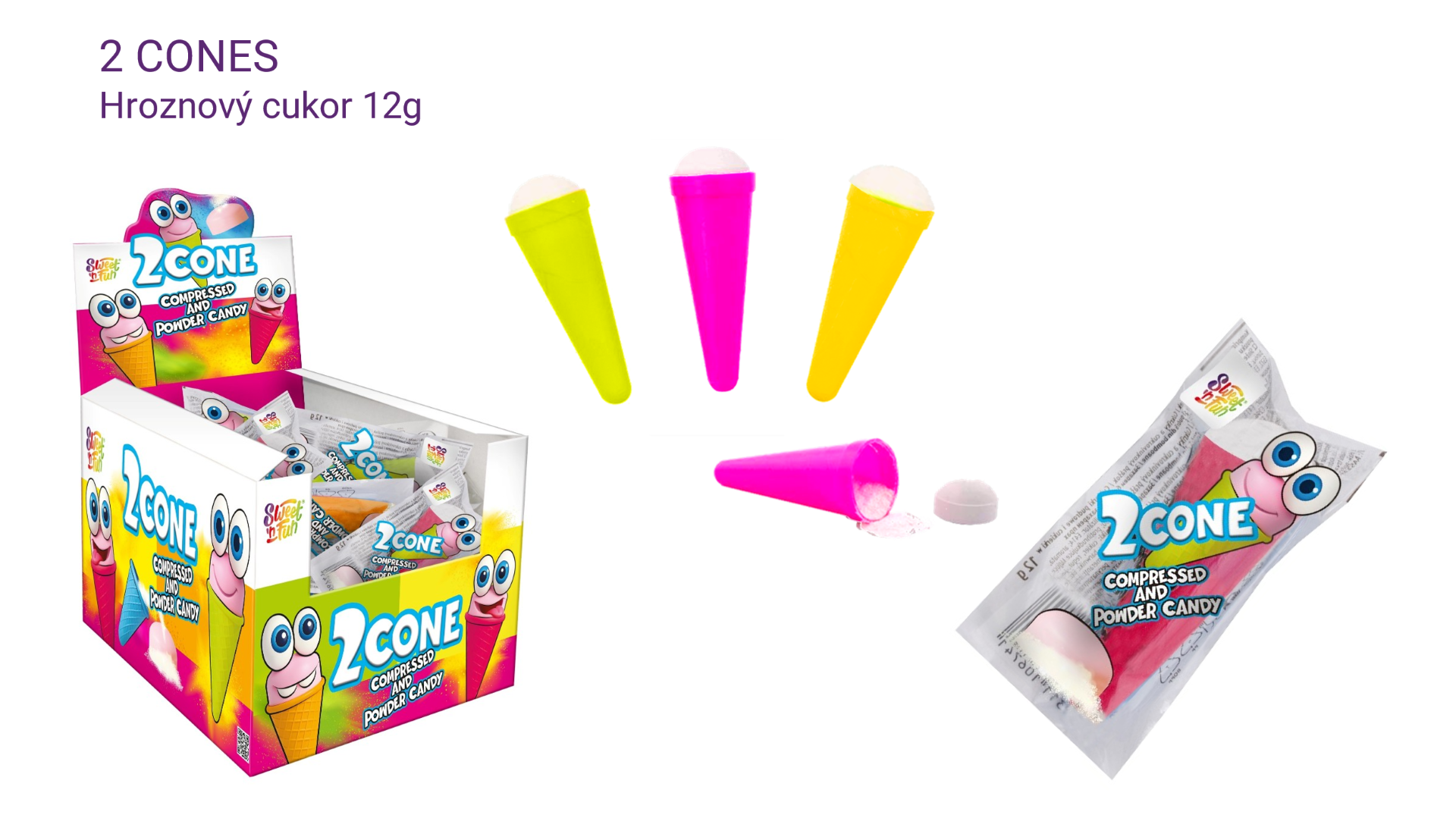 2 Cones hroz.cukor s práškom 12g